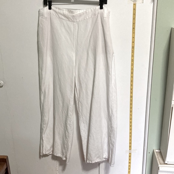 J Jill Linen Blend Wide Side Slit Leg White Pants Women's Large - Picture 2 of 16